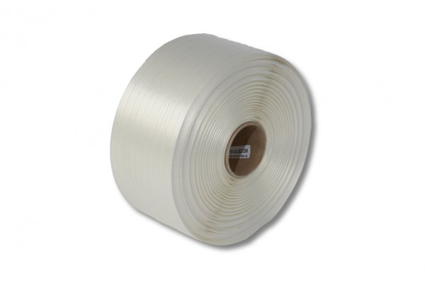 Textil Umreifungsband, gewebt 19 mm x 600 lfm, 76 mm Kern, weiß