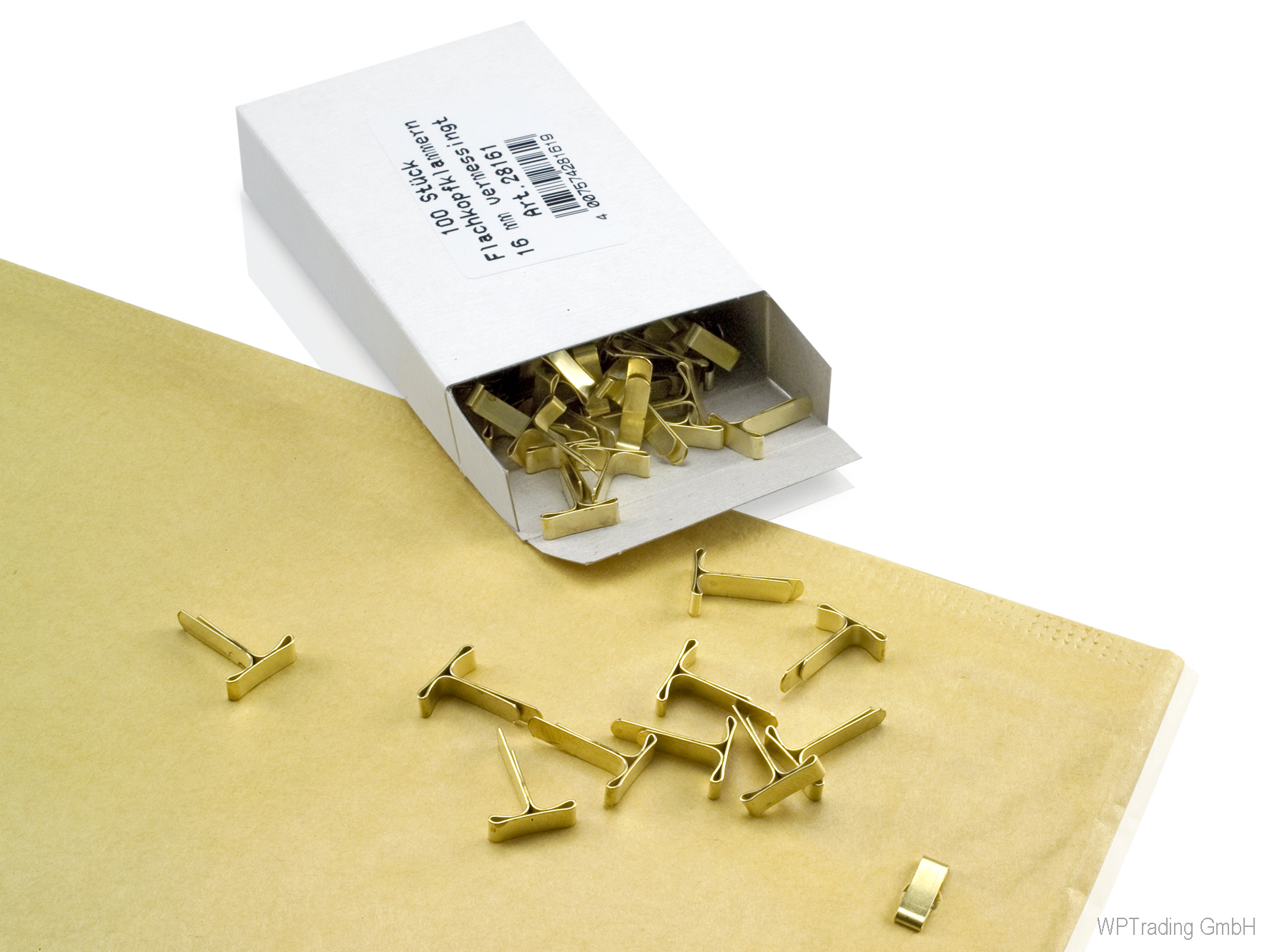 1500 Musterklammern Musterklammer Flachkopf 19mm Büchersendung Warensendung gold